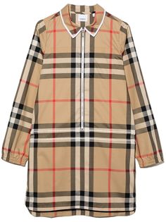 Burberry Kids платье в клетку Vintage Check с воротником на молнии