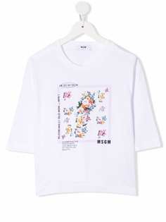 MSGM Kids футболка с цветочным принтом