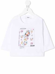 MSGM Kids футболка с цветочным принтом