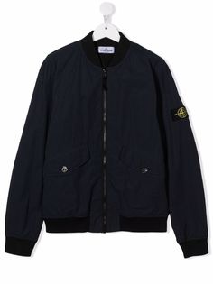 Stone Island Junior бомбер с нашивкой-логотипом