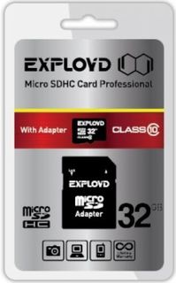 Карта памяти 32GB Exployd EX032GCSDHC10-AD microSDHC Class 10 + SD адаптер