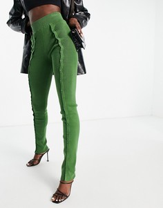 Леггинсы оливково-зеленого цвета с завышенной талией и вырезами по бокам Ego x Jess Hunt-Зеленый цвет
