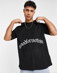 Черная oversized-футболка с принтом логотипа Good For Nothing-Черный