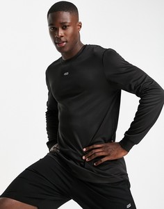 Спортивная футболка свободного кроя из быстросохнущей ткани с длинными рукавами ASOS 4505-Черный цвет