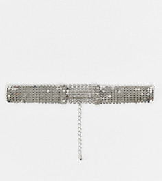 Ожерелье для вечеринки серебристого цвета с отделкой кристаллами в стиле 90-х Reclaimed Vintage Inspired-Серебристый