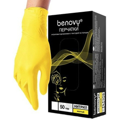 Benovy, Перчатки нитриловые TrueColor, желтые, размер L, 100 шт.