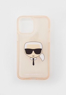 Чехол для iPhone Karl Lagerfeld 13 Pro Max, TPU Glitters Karls head Hard Transp Gold