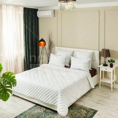 Одеяло евростандарт, 200х220 см, Hotel collection, Файбер 100% полиэстер, 350 г/м2, всесезонное, чехол 100% хлопок, кант, IVVA