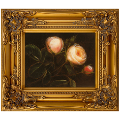 Репродукция картины натюрморт с розой» (object desire) золотой 34x39x4 см.