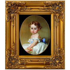 Репродукция картины портрет в.н. львовой ребёнком (object desire) золотой 34x39x4 см.