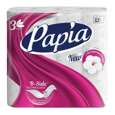 Бумага туалетная бумага туалетная PAPIA 32 шт./уп. 3-сл, 140 листов, без аромата