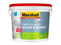 Краски для стен и потолков краска в/д Marshall для кухни и ванной BW 4,5л белая матовая, арт.5248868