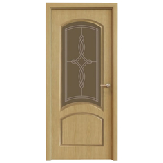 Двери межкомнатные полотно дверное РЖЕВДОРС Classic 320 ПО 800мм шпон дуба лак стекло вензель матовое