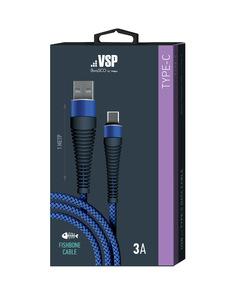 Кабель BoraSCO Fishbone USB - Type-C, 3А, 1м, темно-синий,