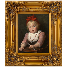 Репродукция картины «белокурая девочка» (object desire) золотой 34x39x4 см.