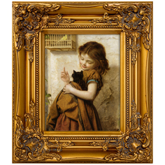 Репродукция картины «любимый питомец» (object desire) золотой 34x39x4 см.