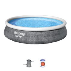 Бассейн надувной Bestway, 396х84 см, Fast Set, 57376, фильтр-насос, 7340 л