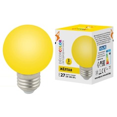 Лампочка Лампа светодиодная Volpe E27 3W желтая LED-G60-3W/Yellow/E27/FR/С UL-00006961