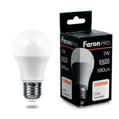 Лампочка Лампа светодиодная Feron Pro E27 7W 6400K матовая LB-1007 38025