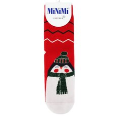 Носки для женщин, х/б, Minimi, Inverno, красные, пингвин, 3300-4