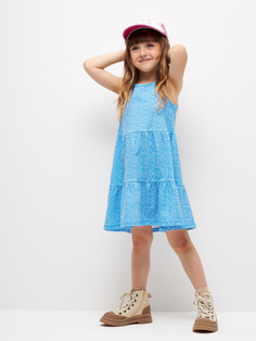 Трикотажное платье с принтом для девочек (синий, 92) Sela