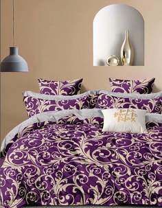Комплект постельного белья евро сиреневый (kingsilk) фиолетовый 200x220 см.