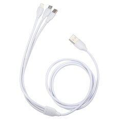 Дата-кабель mobility 3в1, USB – microUSB + Lightning + Type-C, 2A, белый УТ000022585