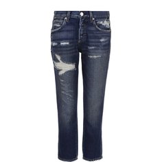Укороченные джинсы-скинни с потертостями AMO