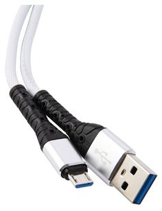 Дата-кабель mObility USB – microUSB, 3А, тканевая оплетка, белый УТ000024533