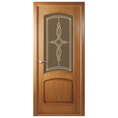 Двери межкомнатные полотно дверное BELWOODDOORS Наполеон Дуб стекло мателюкс бронза рис. 52 200х70см шпон