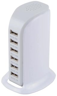 Сетевое зарядное устройство mObility 6 USB mt-29, 6А белый