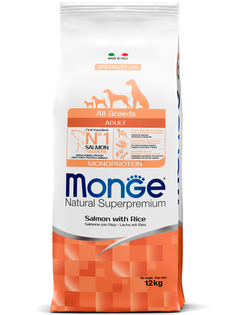 Корм сухой Monge Dog Monoprotein для собак всех пород лосось с рисом 12 кг
