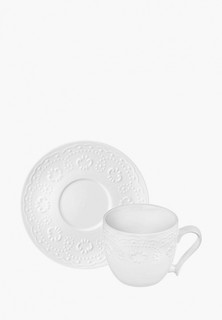 Чашка чайная с блюдцем Elan Gallery 260 мл Белый узор