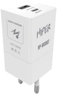 Сетевое зарядное устройство Hiper HP-WC007 3A+2.22A PD+QC универсальное белый