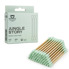 Ватные палочки с зелёным ультра мягким хлопком для детей или взрослых 100 МЛ Jungle Story