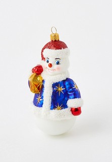 Игрушка елочная Грай "Снеговик с фонарем синий рос"