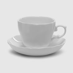 Чашка с блюдцем Porcelana Bogucice River White 250 мл/14 см