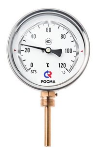 Термометр Росма БТ-52.211 D 100 мм, 0-160*C, L-64 мм, 1/2&quot; НР радиальный