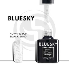 Верхнее покрытие для гель-лаков BLUESKY Топ без липкого слоя c черными точками Luxury Silver Black sand 10