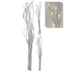 Ветки светодиодные ветка световая 40см 12LED теплый белый серебро с таймером Koopman