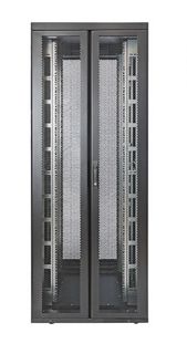 Шкаф напольный 19", 42U Eurolan 60F-42-7C-95BL Rackcenter D9000 750 × 1200, передняя дверь перфорированная двустворчатая, задняя дверь перфорированная