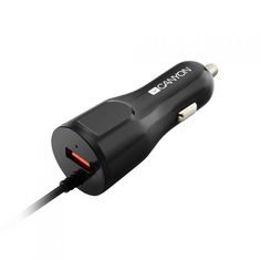 Зарядное устройство автомобильное Canyon C-033 CNE-CCA033B USB, кабель Lightning 1.2м, 2.4A, Smart IC, black