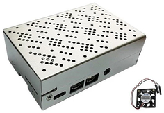 Корпус Qumo RS046 Aluminium Case for Raspberry Pi 4, перфорированный, вентилятор в комплекте