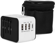 Адаптер питания IQFuture IQ-TA для путешествий EU/US/UK/AU, 3 USB, Type-C, чехол-сумка