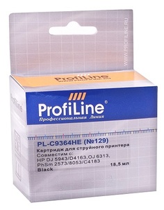 Картридж ProfiLine PL-C9364HE-Bk PL_C9364HE_BK №129 для принтеров HP DJ 5943/D4163/OJ 6313/PhSm 2573/8053/C4183 Black пигмент ProfiLine