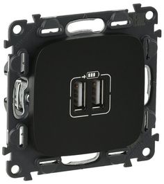 Зарядное устройство Legrand 754998 Valena ALLURE - с двумя USB-разьемами 240В/5В 1500мА, с лицевой панелью, антрацит