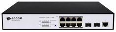 Коммутатор PoE BDCom S2510-P 8*GE PoE ports, 2*100/1000M SFP ports, standard AC220V power supply, 150W , fanless, 1U, rack-mounted installation, conso