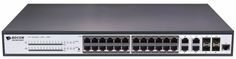 Коммутатор PoE BDCom S2528-P 24*GE PoE ports, 4*GE TX/SFP combo ports, standard AC220V power supply, 400W, the cooling fan, 1U, standard 19-inch rack-