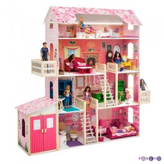 Кукольные домики и мебель Paremo Деревянный кукольный домик Нежность с гаражом и мебелью (28 предметов)