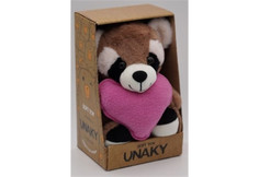 Мягкие игрушки Мягкая игрушка Unaky Soft Toy Енот Крош с розовым флисовым сердцем с шариками для мелкой моторики 26 см